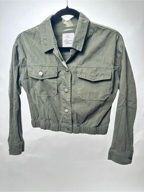 Olive Green Cropped Utility Jacket